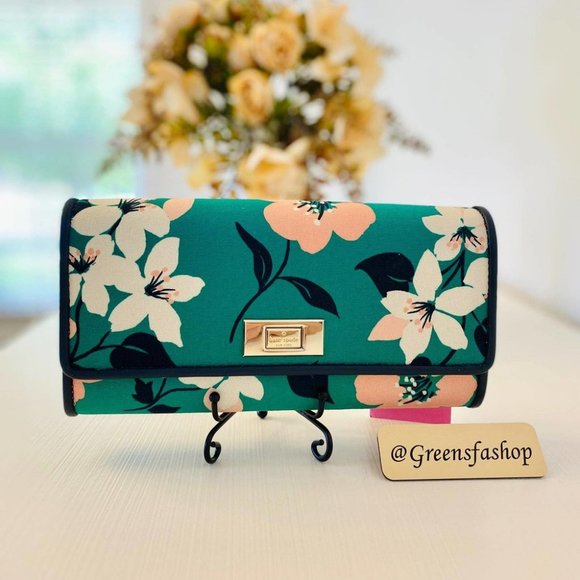 kate spade Handbags - Kate Spade Lucia Lily Blooms Large Slim Flap Wallet